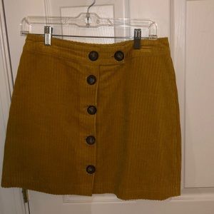Francesca’s Yellow Corduroy Button Up Skirt
